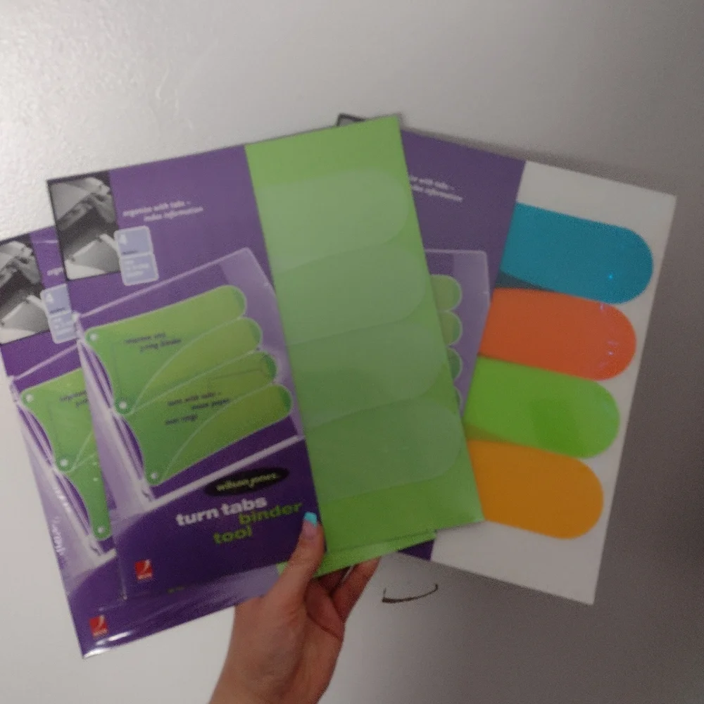 Wilson Jones Turn Tabs Binder Tool 4 Dividers Use in Any 3 Ring Binder